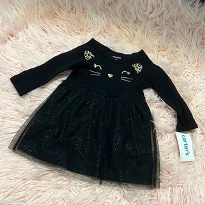 Carter’s Black Cat Halloween dress 3-6 months NWT